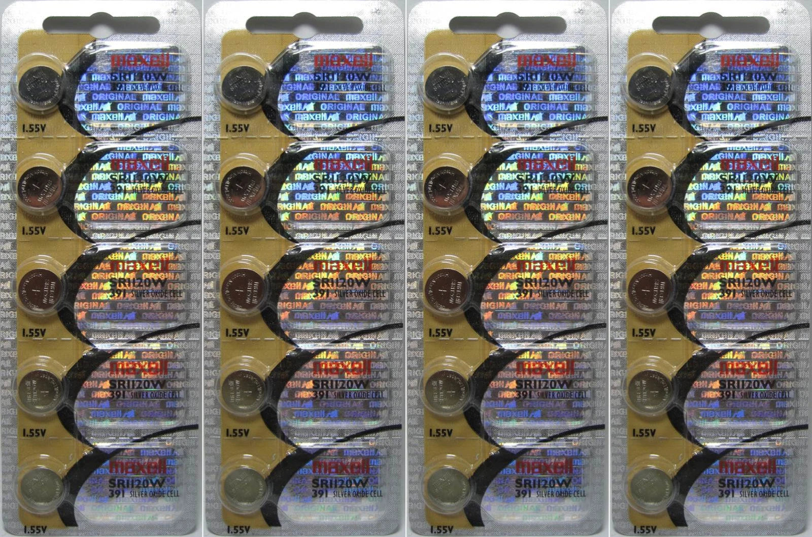 20 Maxell 391 SR1120SW AG8 LR1120 Silver Oxide Batteries Hologram Package