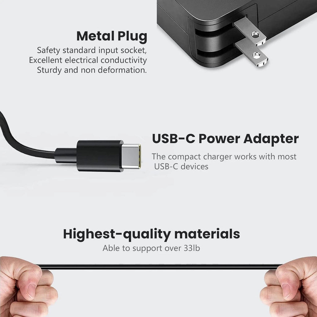 65W Portable USBC Laptop Charger Cord TypeC for CAR Dell Lenovo HP Power Adapter