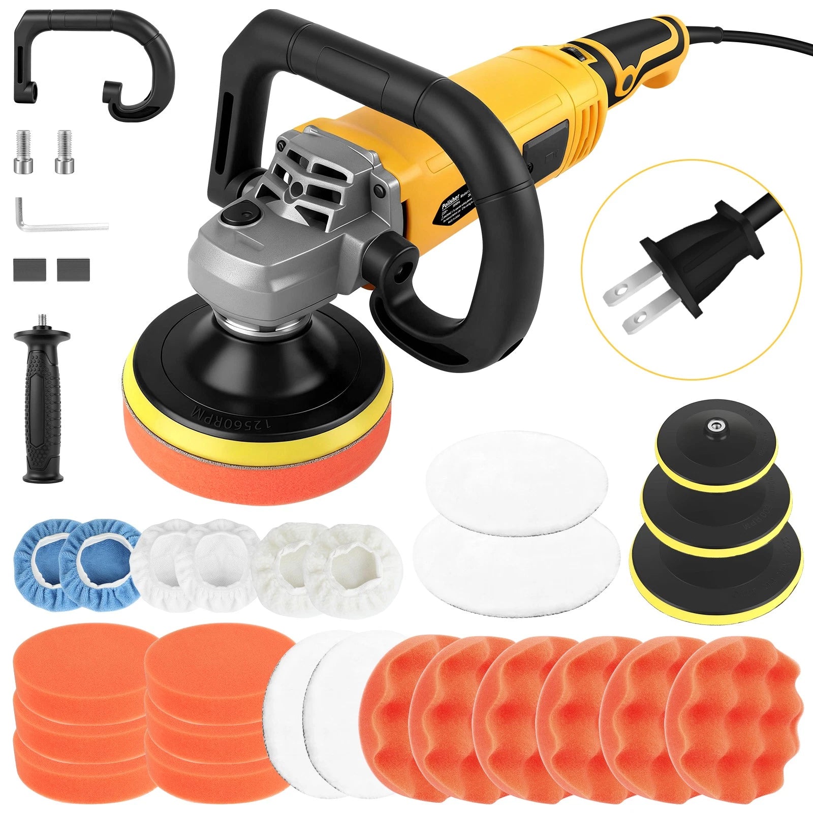 ?Car Buffer Polisher Waxer 7Speed Rotary 5" + 6" Backing Plate Polishing Machine