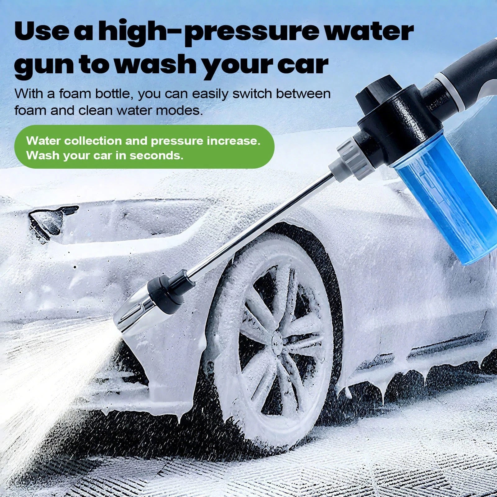 High Pressure 3 Water Spray Gun Nozzle Garden Hose Pipe Lawn Car Washing Metal