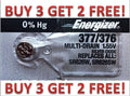 ENERGIZER 377/376 SR626SW SR626W WATCH BATTERIES NEW BUY 3 GET 2 FREE!!