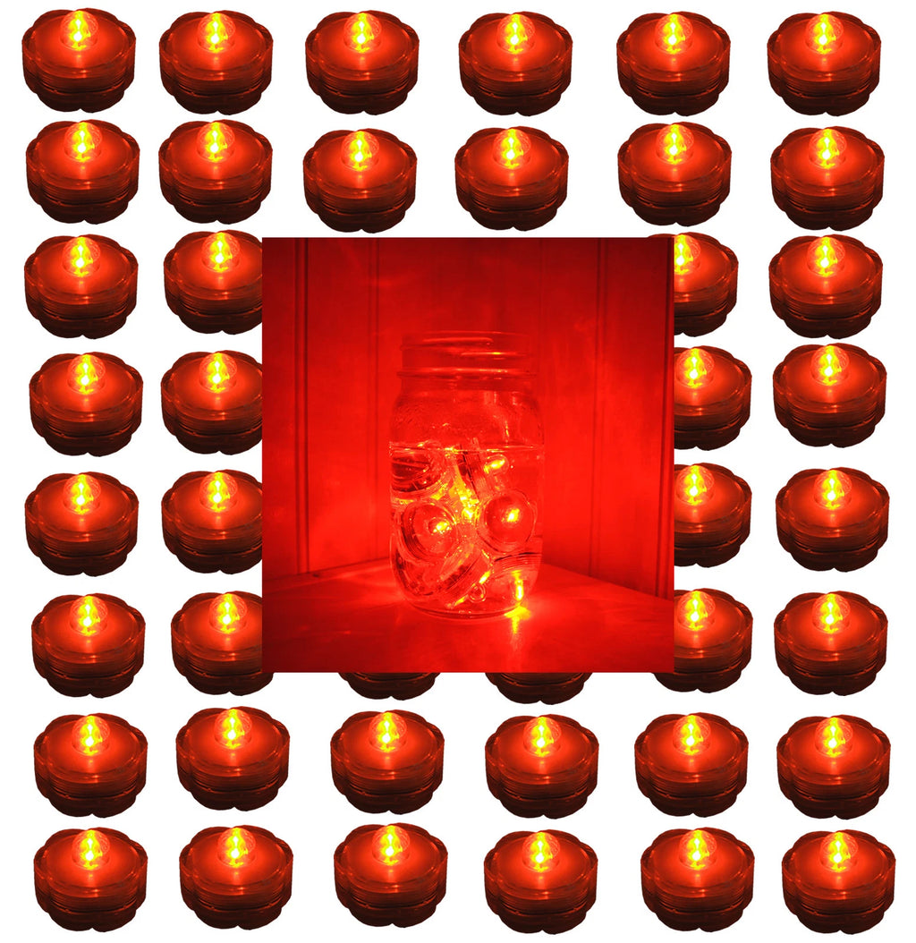 Submersible Water-proof Battery LED Tea Light ~ ORANGE ~ 48 Pack HALLOWEEN