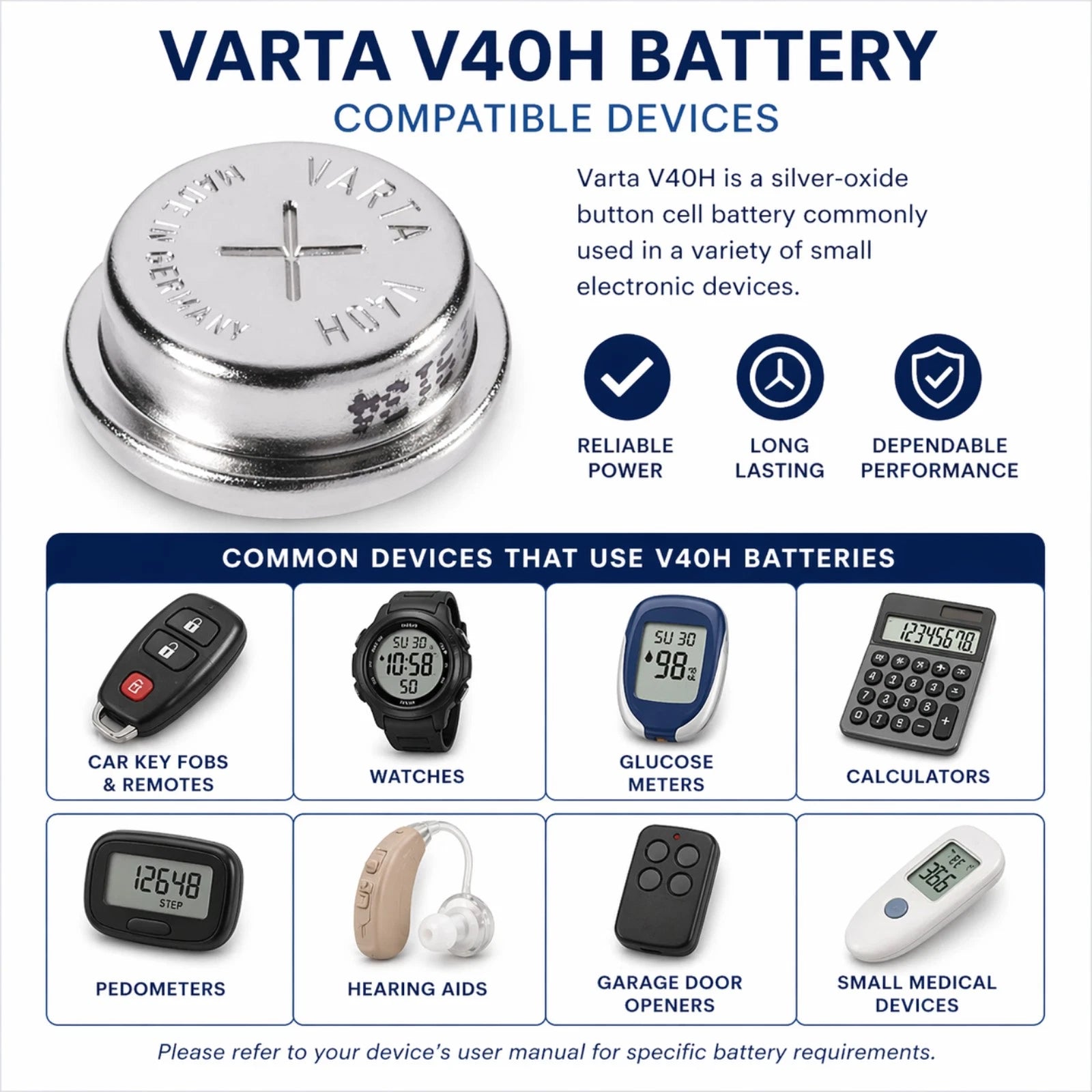 3x VARTA V40H 1.2V NiMH 40mAh Battery Compatible With 55604101501 Key FOB