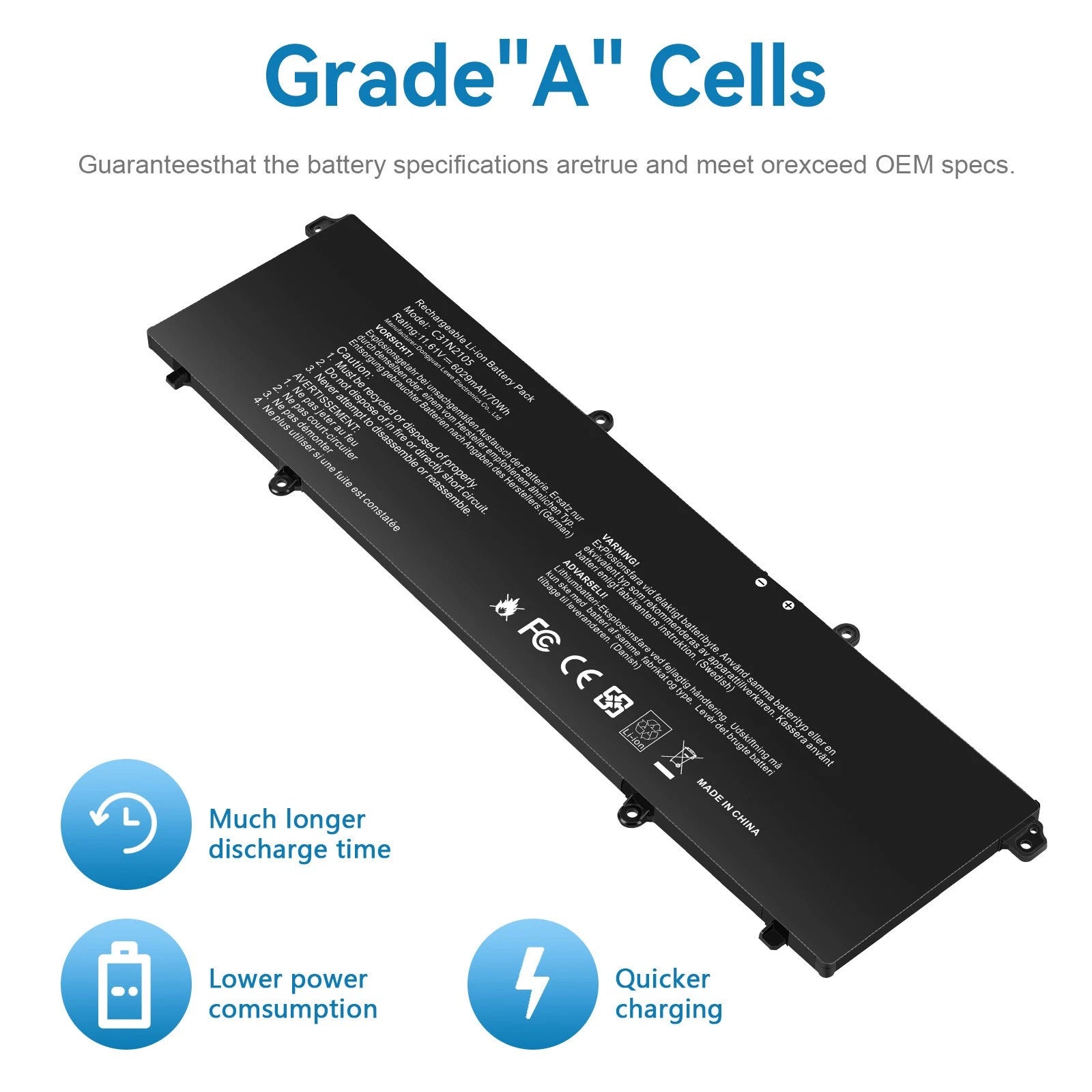 C31N2105 Laptop Battery for Asus Vivobook M3402QA K3402ZA K3502Z S5600F TN3402QA