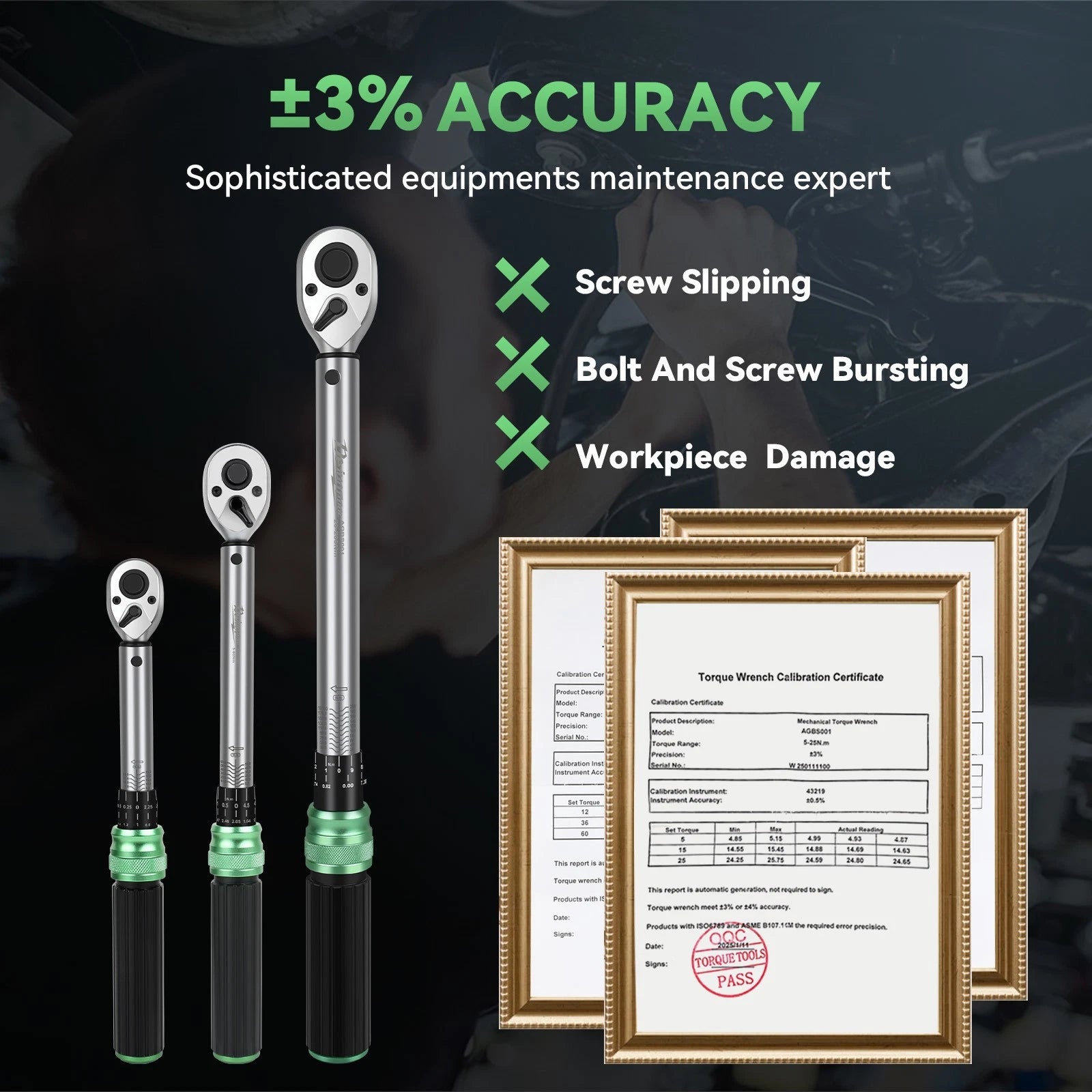 1/4 3/8 1/2 inch Drive Click Torque Wrench 3Pcs Torque Wrench Set Dual-Direction