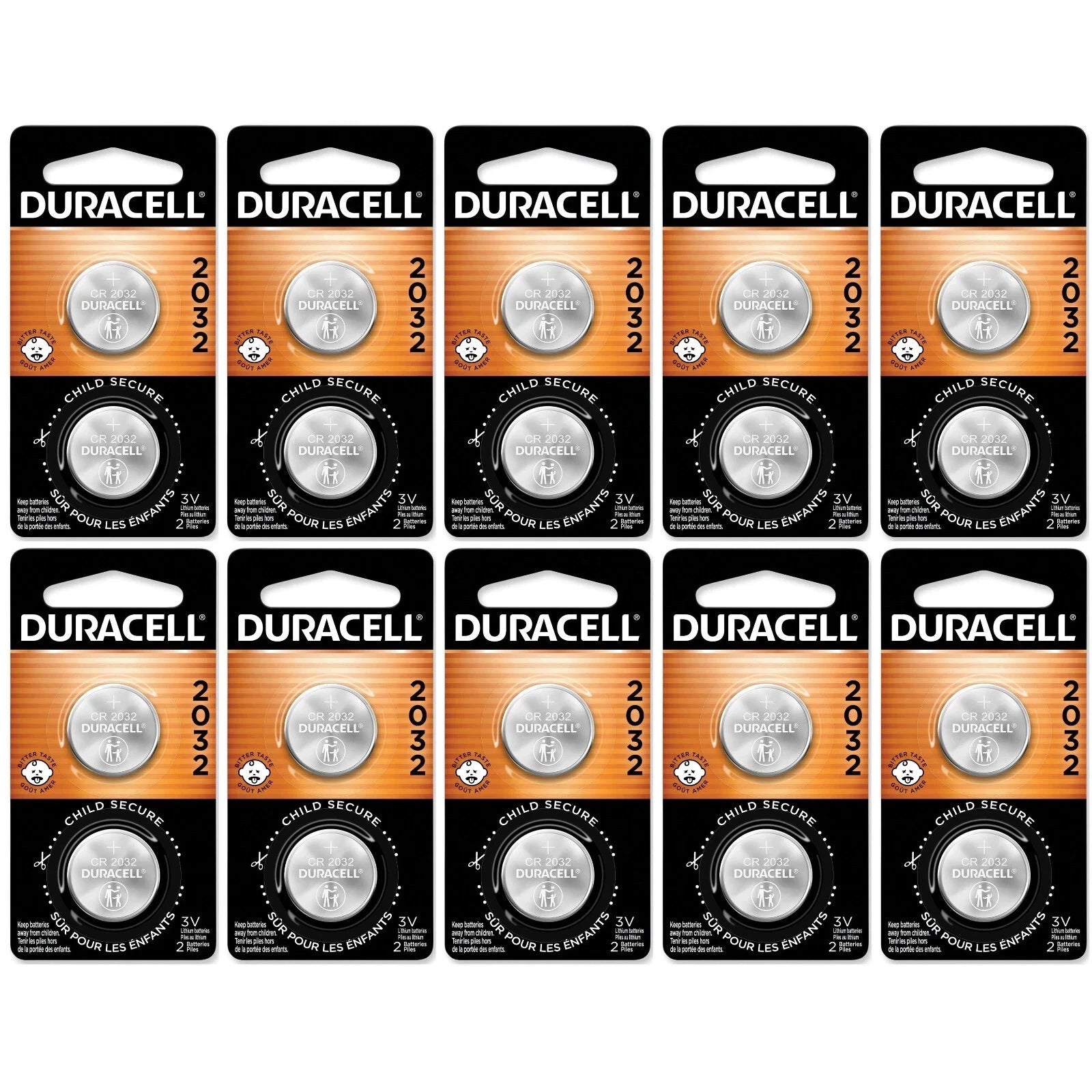 20 2032 Duracell Coin Cell Batteries - Lithium 3V - (CR2032, DL2032, ECR2032)