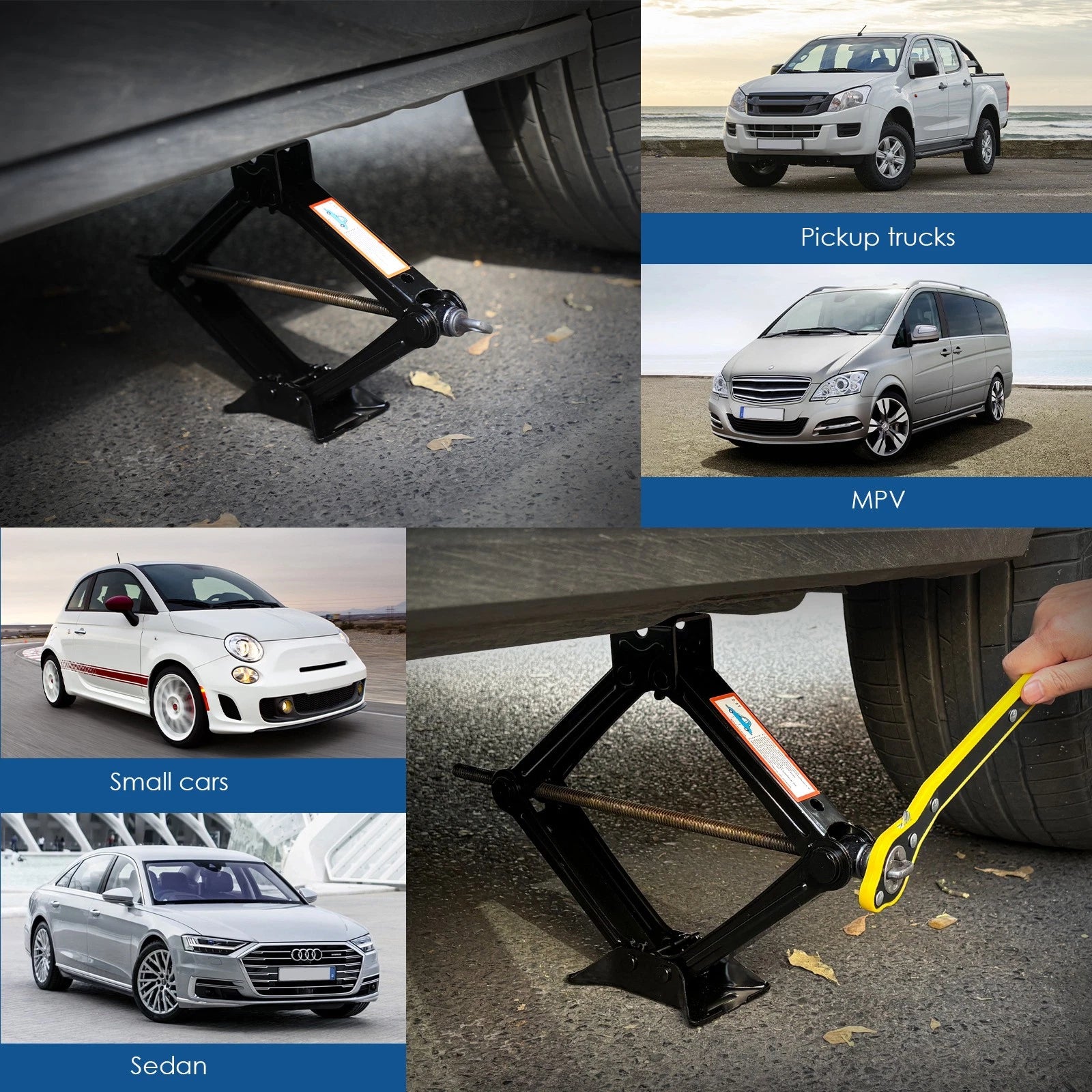 2.5T Scissor Jack Kit Car Heavy Duty Garage Tire Wheel Lug Wrench Tire Changing