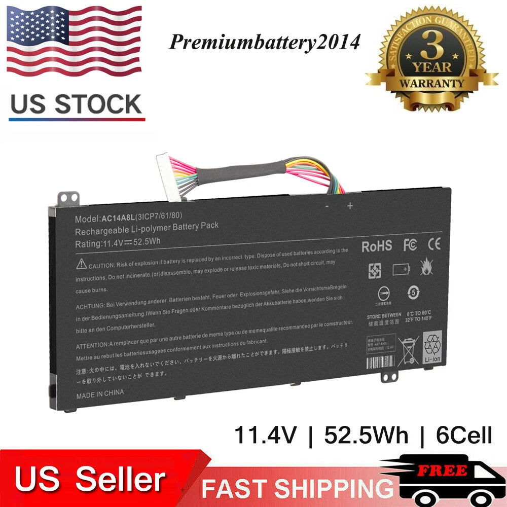 AC14A8L Battery for Acer Spin 3 SP314-51 Aspire VN7-571 VN7-572 VN7-591 VN7-592