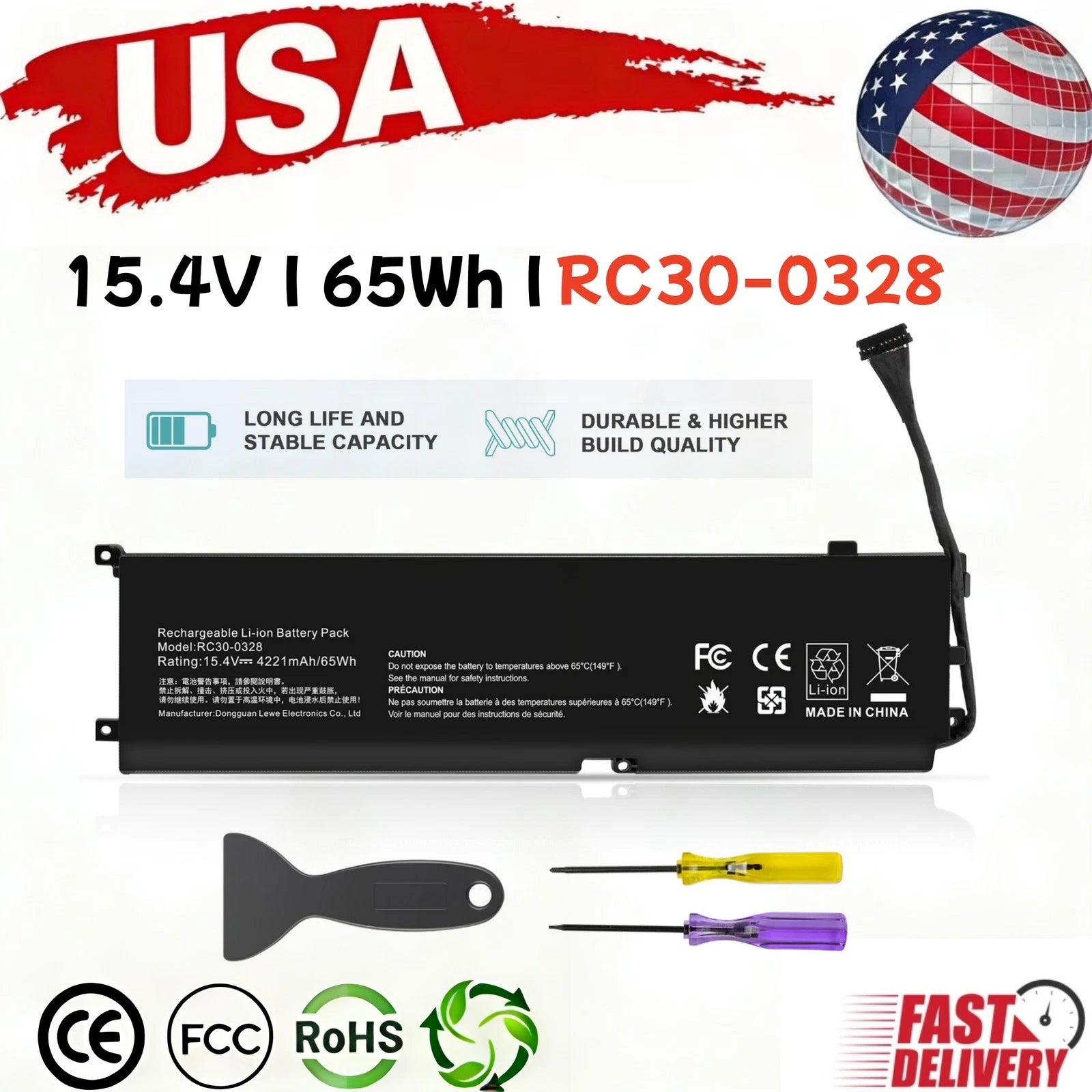 RC30-0328 RZ09-0328 RZ09-0330 Battery For Razer Blade 15 Base 2020 2021 65Wh