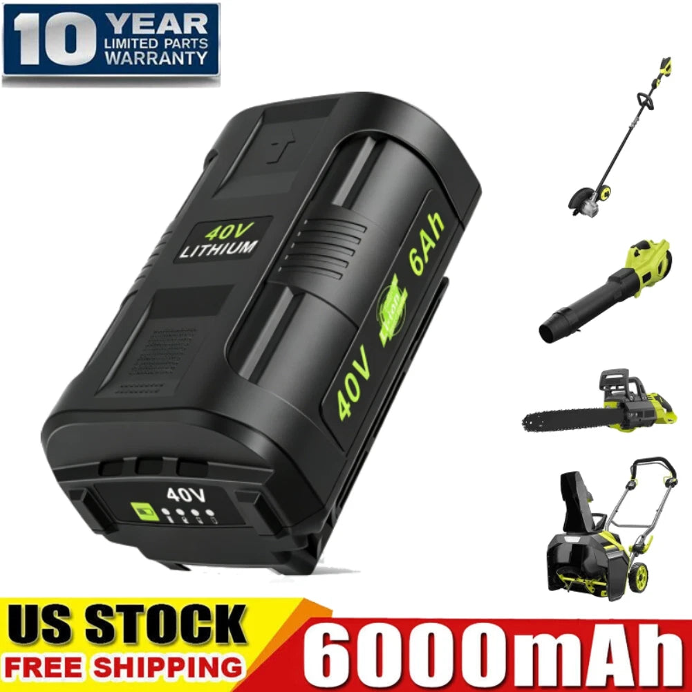 40V 6.0Ah Battery for Ryobi 40 Volt Lithium OP4050 OP40602 OP40261 OP4060 OP4030