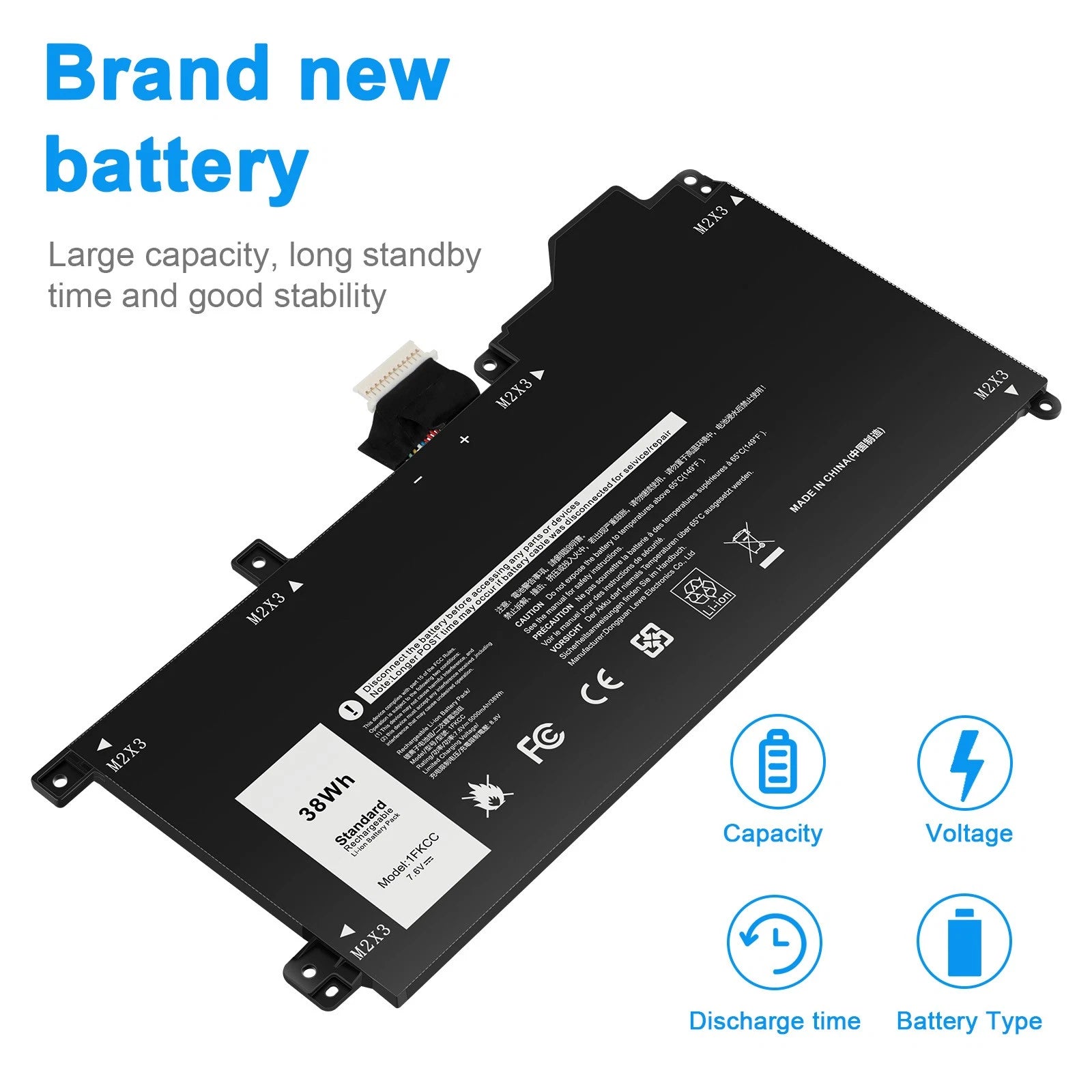 ?1FKCC Battery For Dell Latitude 7200 7210 2-IN-1 Series 0KWWW4 KWWW4 9NTKM 38wh
