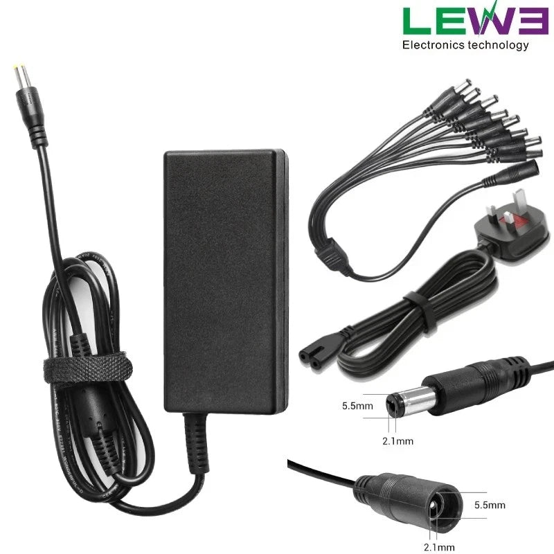 Security Camera Power Adapter with 8-Way Power Splitter 12V 5A for Annke IP BNC