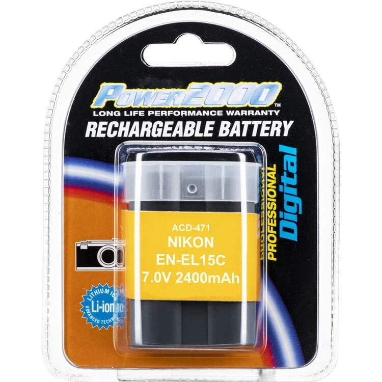 Power2000 EN-EL15C Battery for Nikon D500, Z 7, Z 7II, Z 6, Z 6II, Z5 Cameras