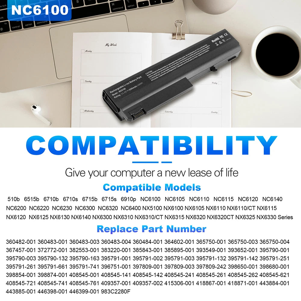 Battery For HP Compaq NC6220 NC6230 NC6300 NC6320 HSTNN-UB18 HSTNN-XB11