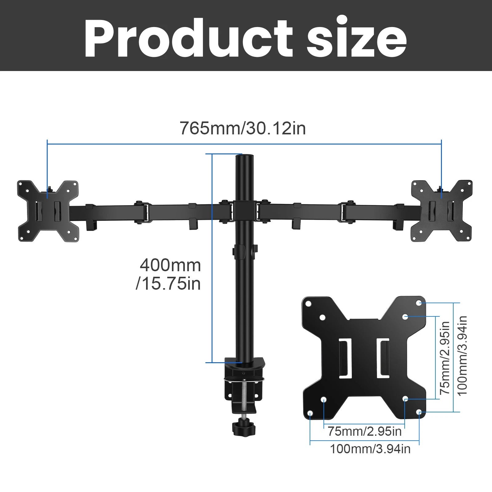 10-32'' DUAL ARM TV LCD MONITOR DESK MOUNT BRACKET ARTICULATING SWIVEL