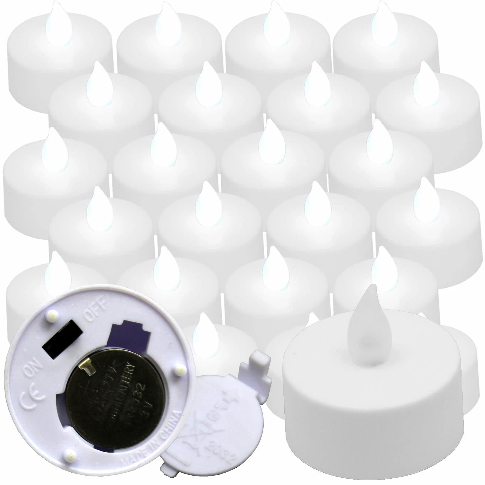 24 pcs White Led Tea Light Flameless Battery Candles Wedding Party Romantic