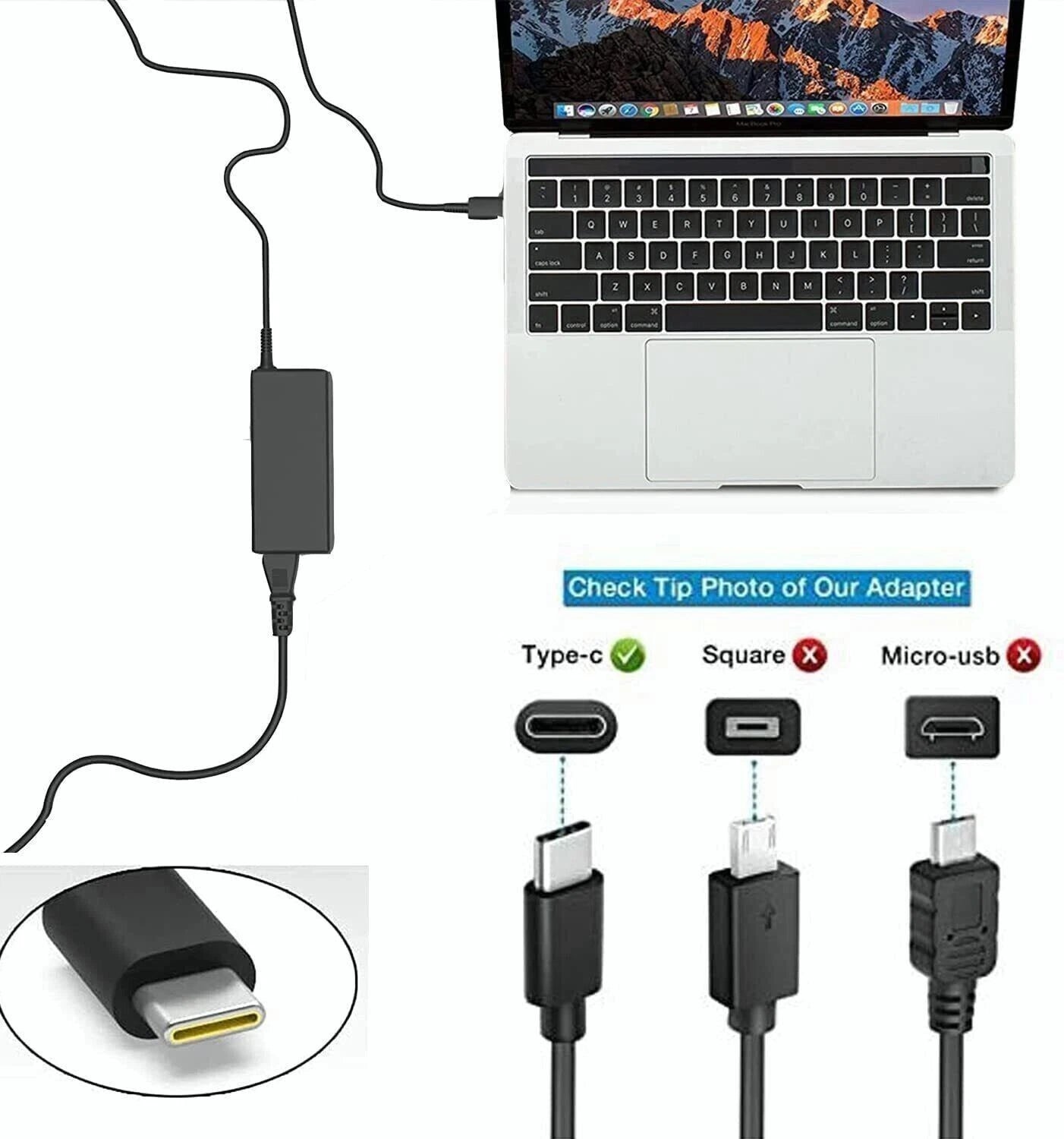 New LW65 65W USB C Type-C Laptop Adapter Charger For Lenovo ADLX65YCC2A ThinkPad