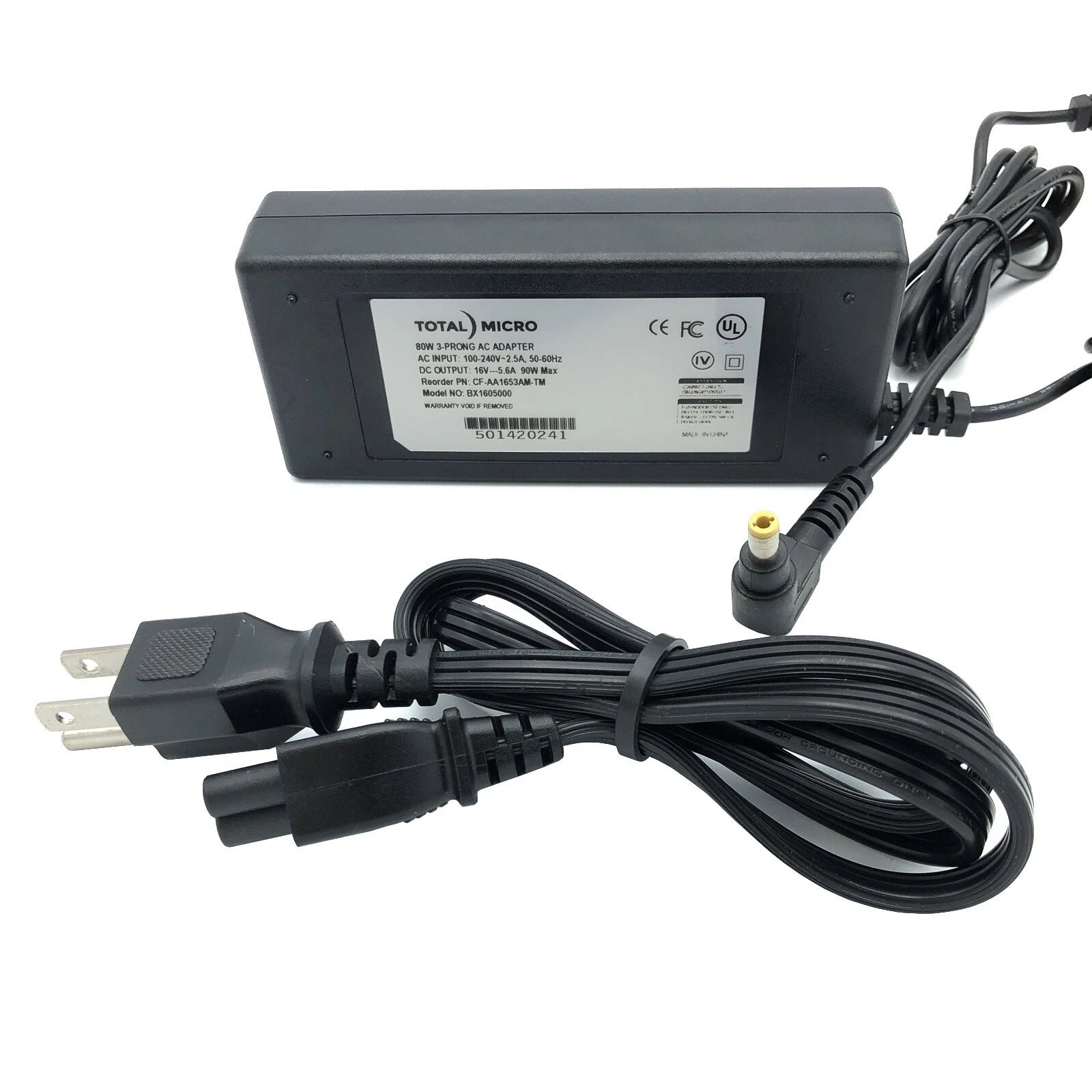 New Genuine Total Micro BX1605000 CF-AA1653AM-TM 3-Prong AC Adapter 16V 5.6A 90W