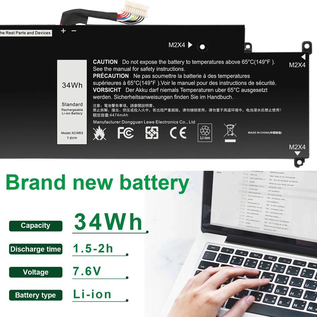 XCNR3 Battery for Dell Latitude 13 7370 E7370 Series WY7CG MH25J 0XCNR3 34Wh
