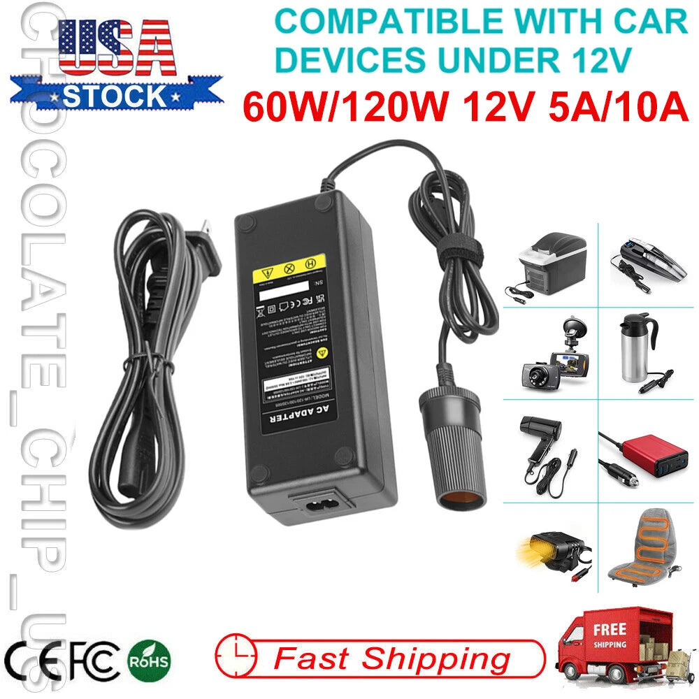 110V AC to DC 12V 5A/10A Car Converter Cigarette Lighter Socket Power Adapter