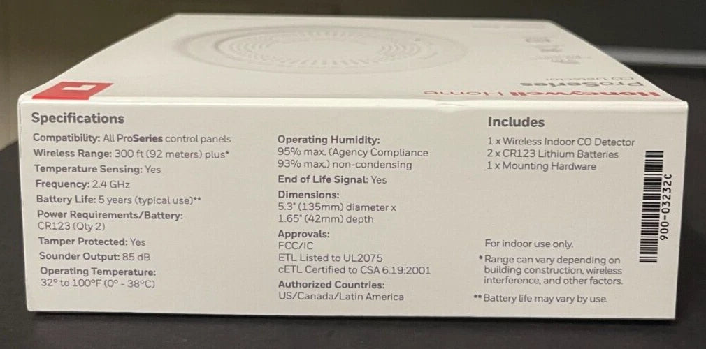 Brand New Honeywell PROSIXCO ProSeries SiX Wireless CO Detector, Battery include