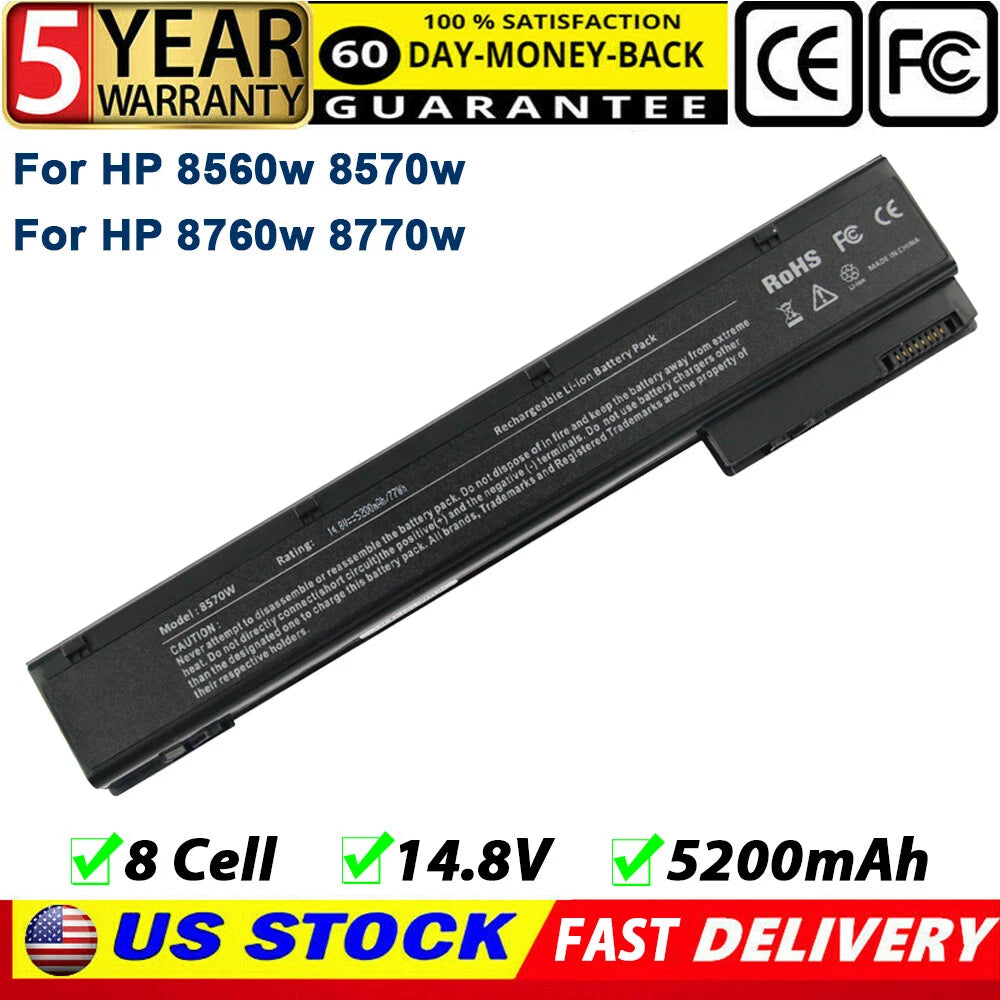 8 Cell Laptop Battery for HP EliteBook 8560w 8570w 632427-001 VH08 632425-001 US