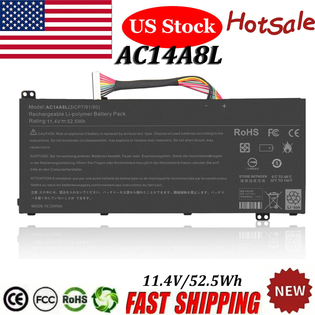AC14A8L Battery for Acer Aspire VN7-571 VN7-571G VN7-591 VN7-791 52.5Wh