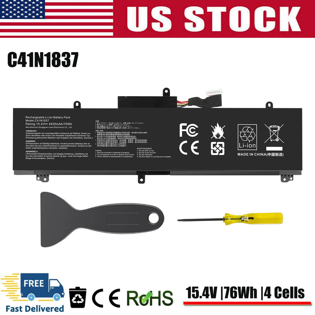 ?C41N1837 Battery For ASUS ROG Zephyrus GU502G GU502GV GA502DU GX502GV FX516PR