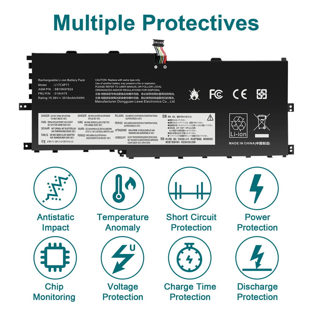 01AV474 L17M4P71 Battery For Lenovo ThinkPad X1 Yoga 3rd Gen 2018 01AV475 54Wh
