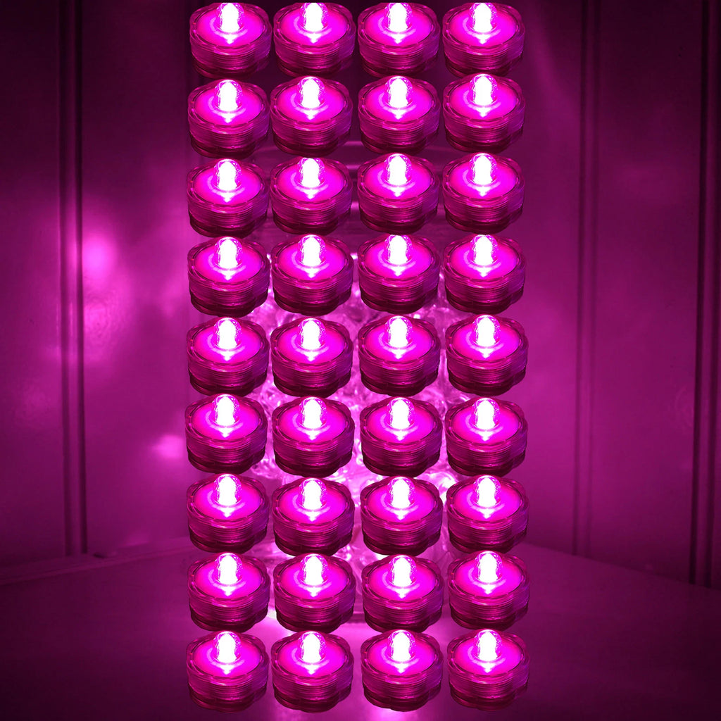 36 Pack PINK Submersible Waterproof Underwater Battery LED Tea Light~Wedding
