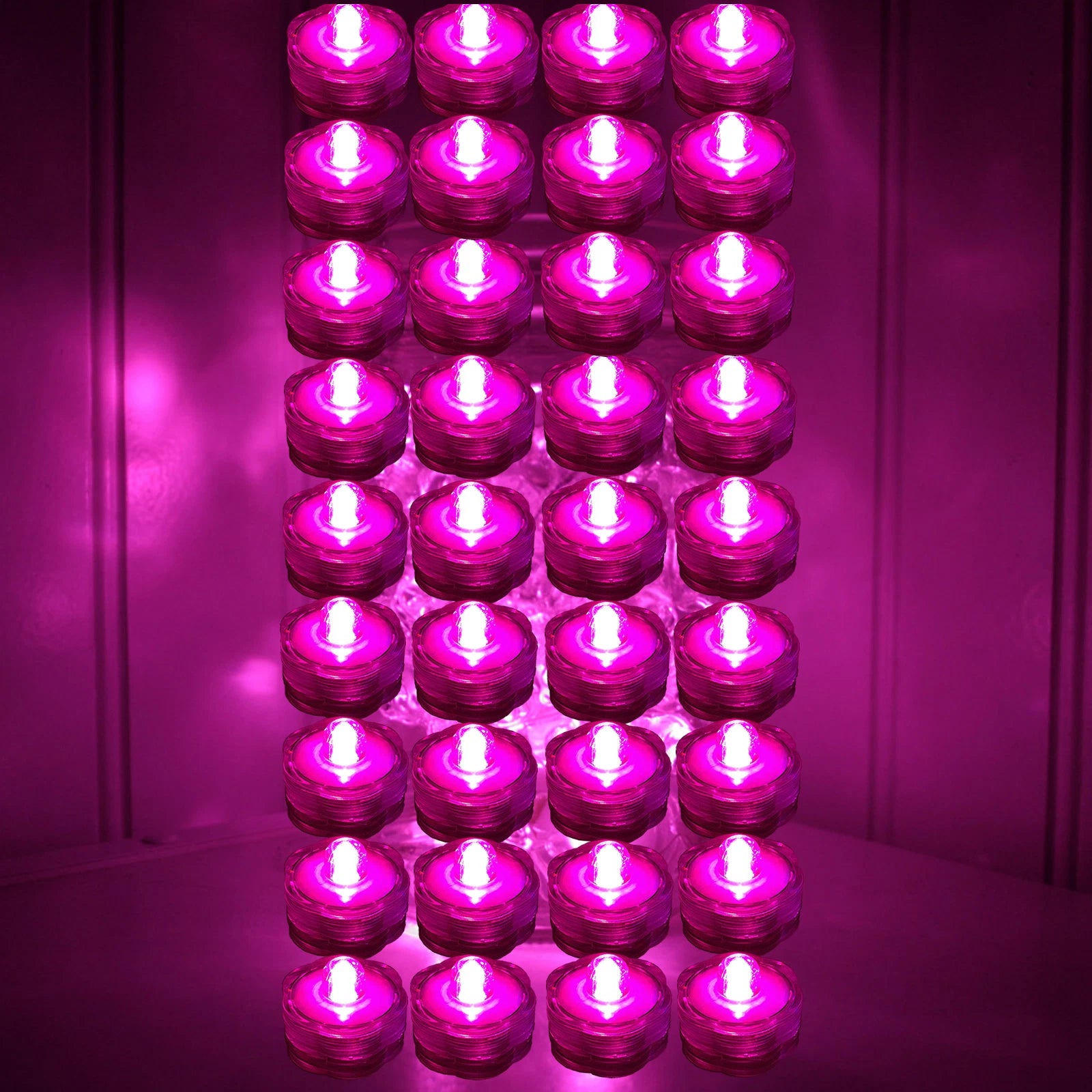 36 Pack PINK Submersible Waterproof Underwater Battery LED Tea Light~Wedding