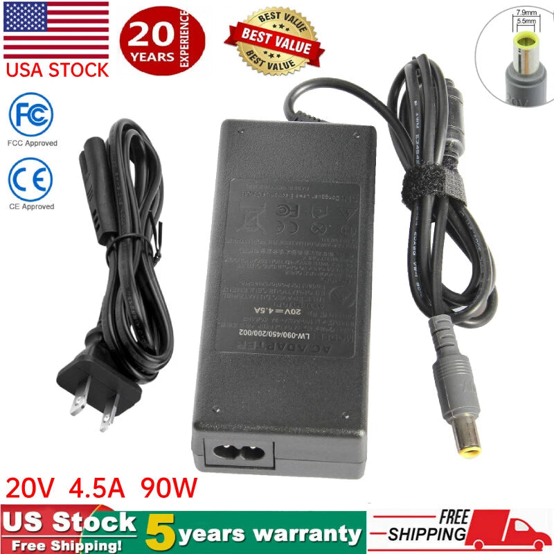 90W Power Charger AC Adapter for IBM Lenovo ThinkPad T400 T410 T60 R61 W/ Cord