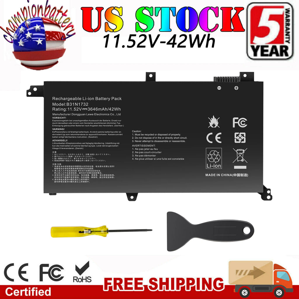 B31N1732 Battery for ASUS X430FN VX60G VivoBook S14 S430FA 11.52V 42Wh