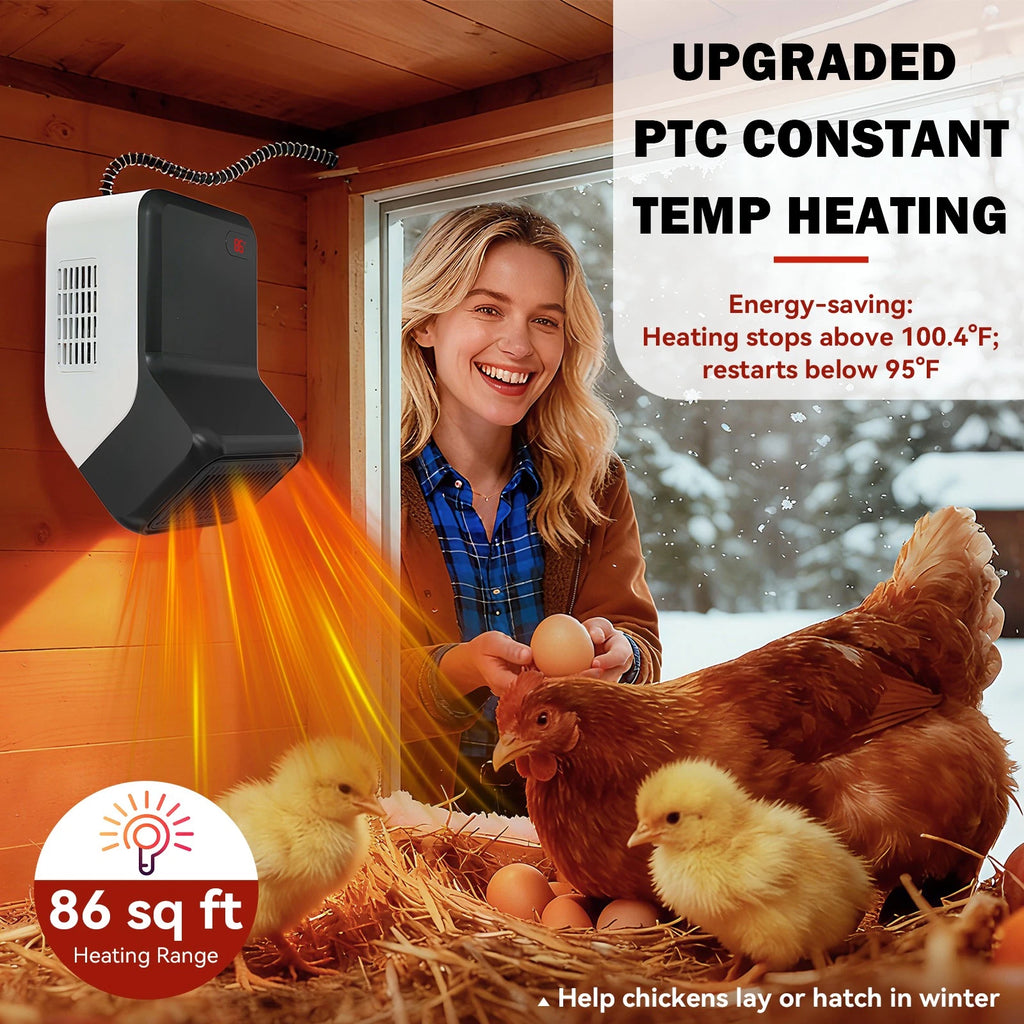 Dog House Heater With Thermostat,300/600W Pet Heater w/ Safe Overheat Protection