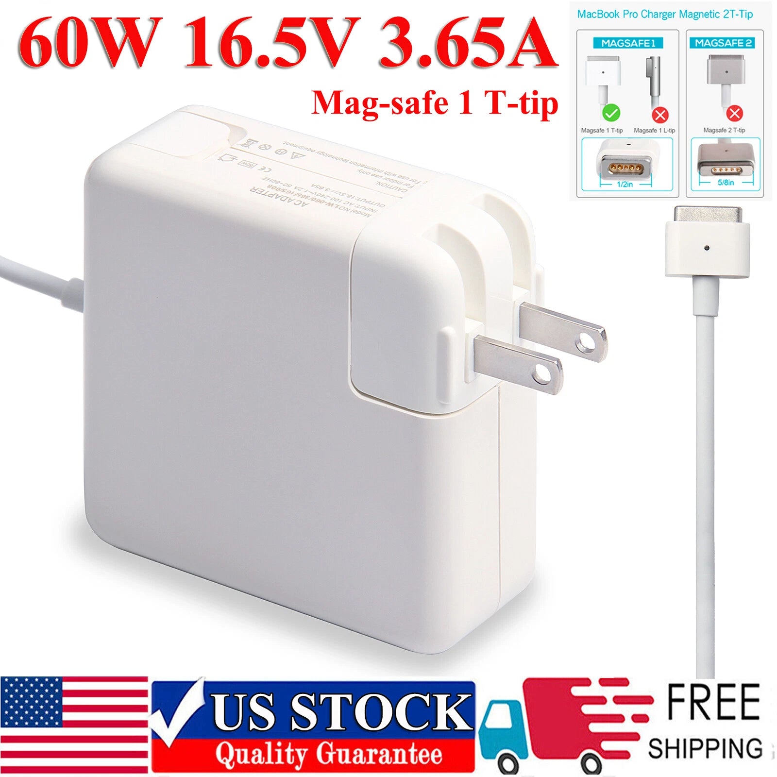 60W AC Power Adapter Charger for Apple Macbook Pro 13" A1278 2009-2011 T-Tip