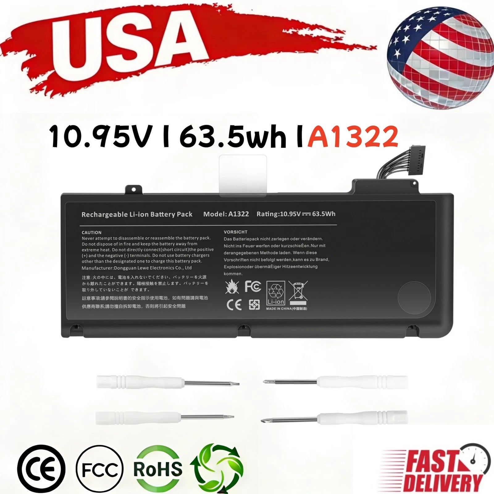 ?Battery A1322 for Apple MacBook Pro 13'' A1278(Mid 2009 2010 2011 2012)Notebook