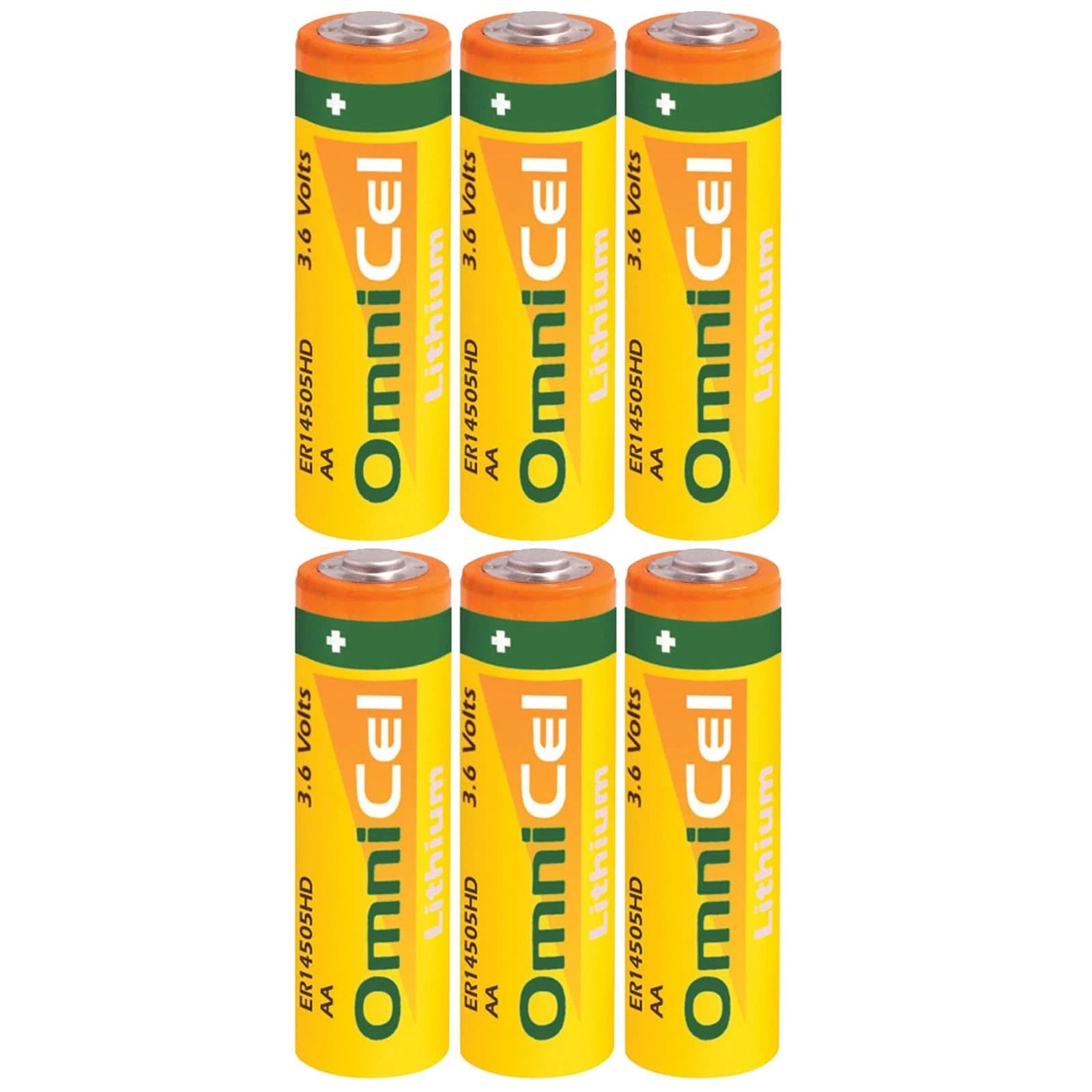 6x OmniCel ER14505HD 3.6V Sz AA Lithium Standard Terminal Battery