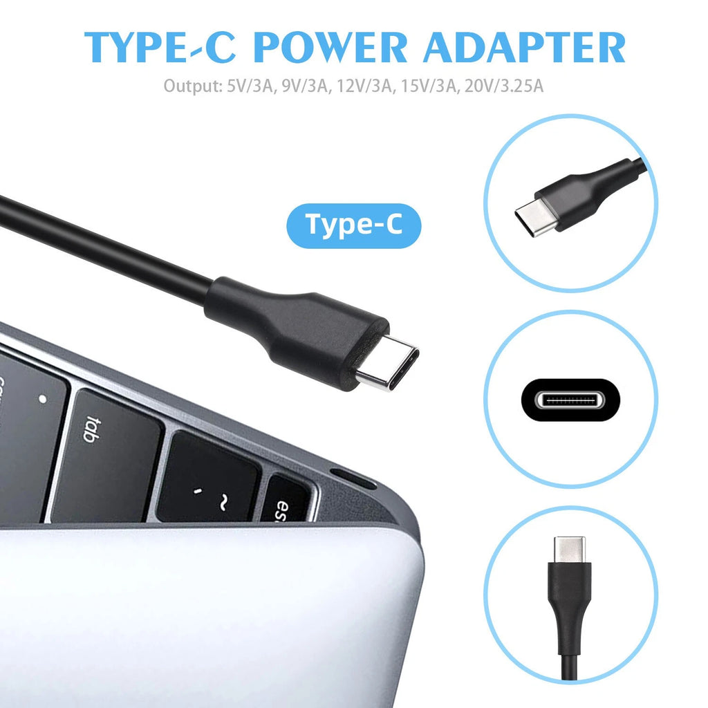 65W USB C Type C LOT Charger for Acer/Lenovo/DELL/HP/Asus/Samsung Power Laptop