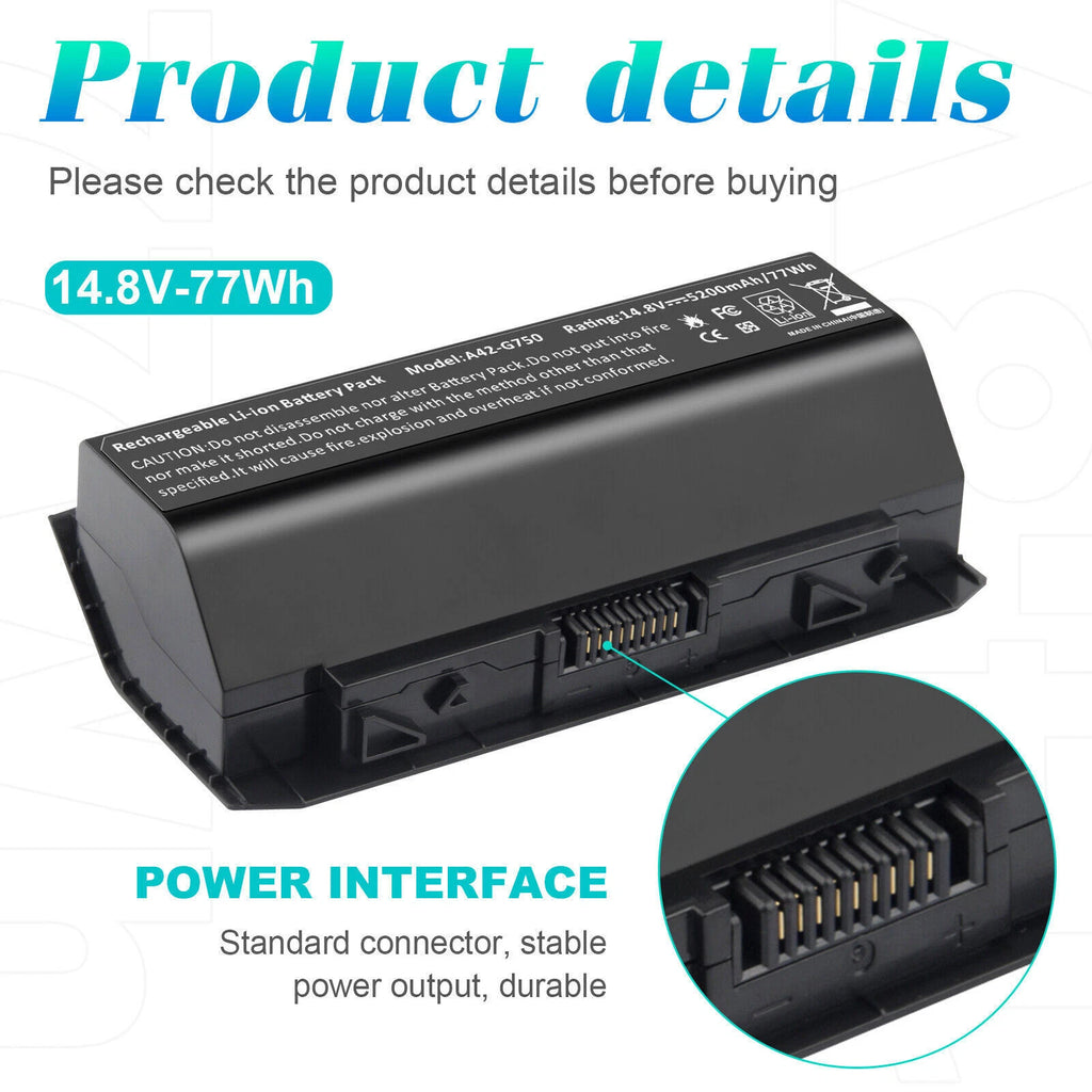 A42-G750 Battery for Asus G750 G750J G750JH G750JM G750JS G750JW G750JX 77Wh NEW