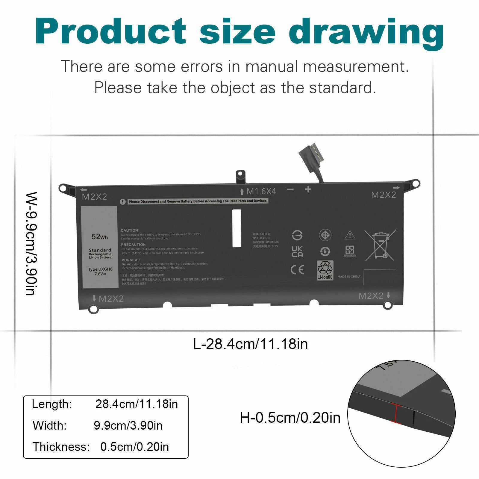 ??LOT DXGH8 battery for Dell XPS 9370 9380 7390 Inspiron 13 5390 5391 H754V 52Wh