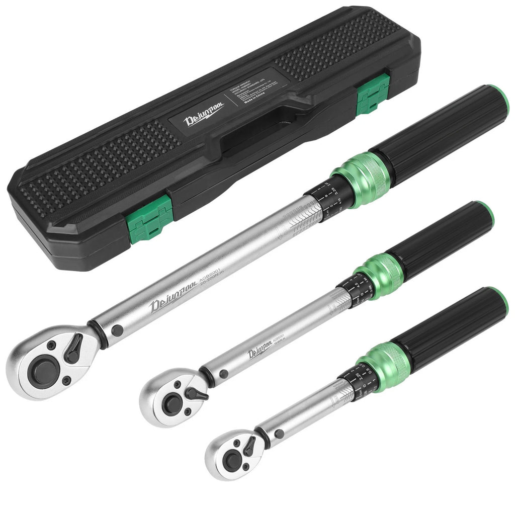1/4 3/8 1/2 inch Drive Click Torque Wrench 3Pcs Torque Wrench Set Dual-Direction