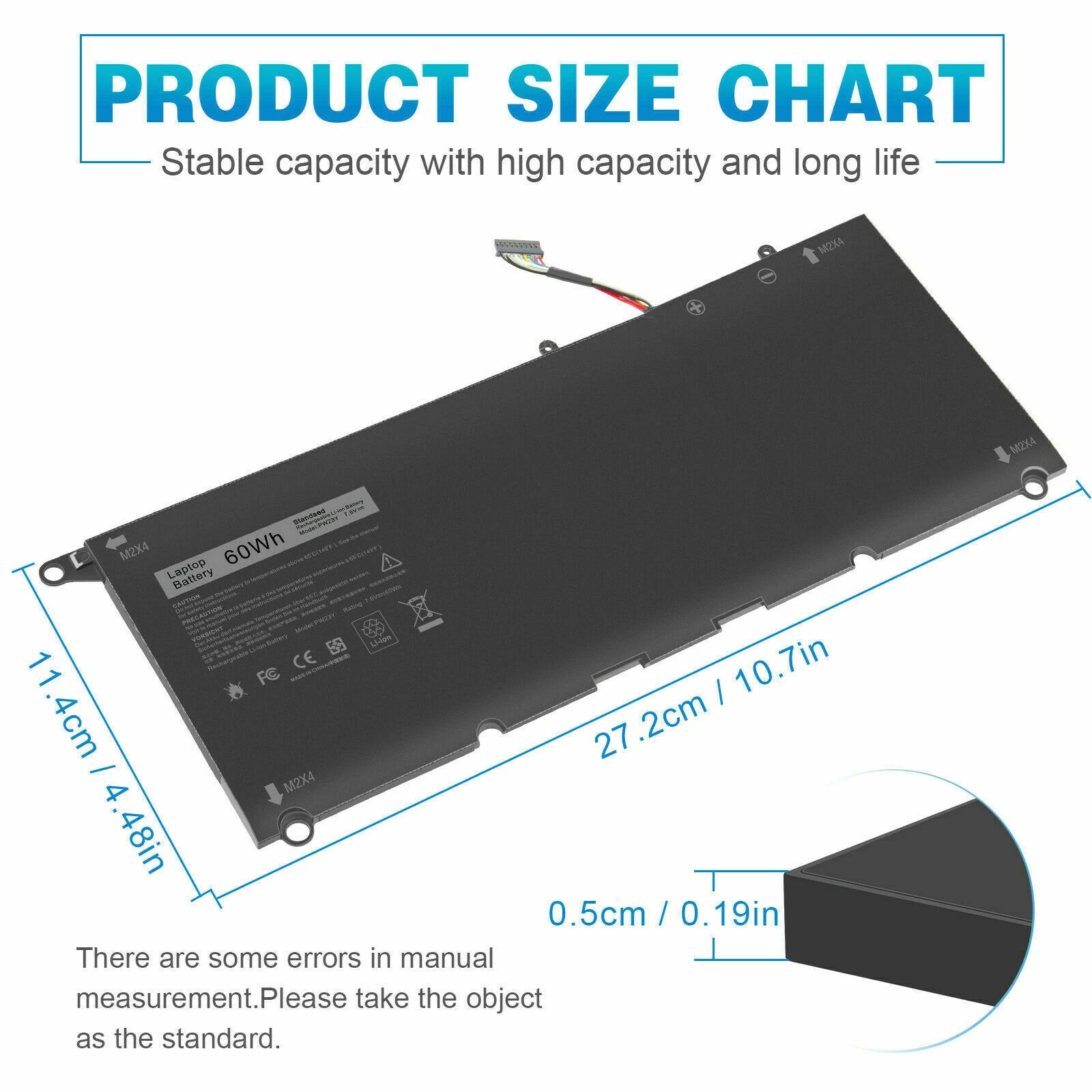 PW23Y Laptop Battery for Dell XPS 13 9360 13.3" InfinityEdge P54G002 + Tool