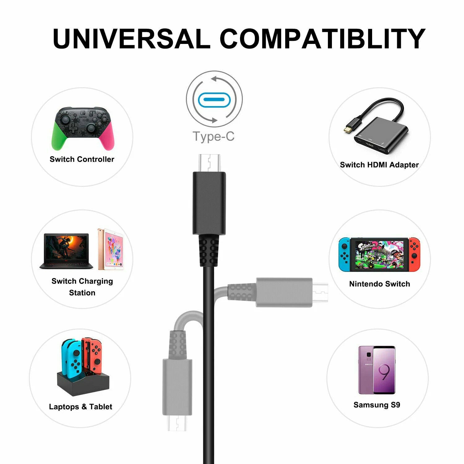 AC Adapter Charger for Nintendo Switch/Lite Wall & Travel Power Supply Plug Cord