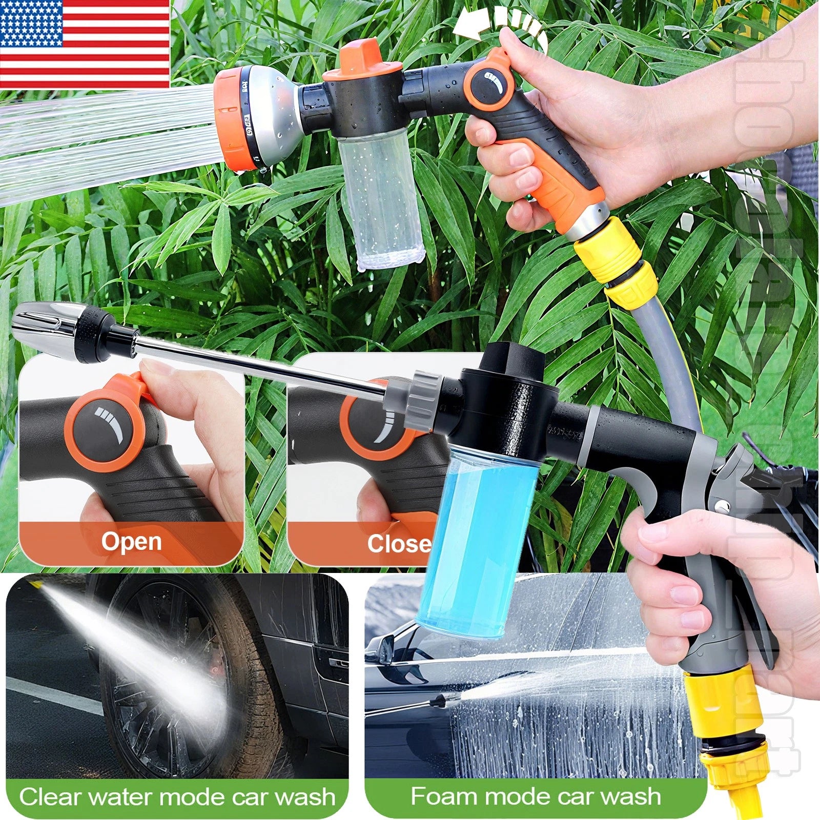Car High Pressure Power Gun Water Spray Garden Hose Nozzle Pipe Lawn Washer Tool