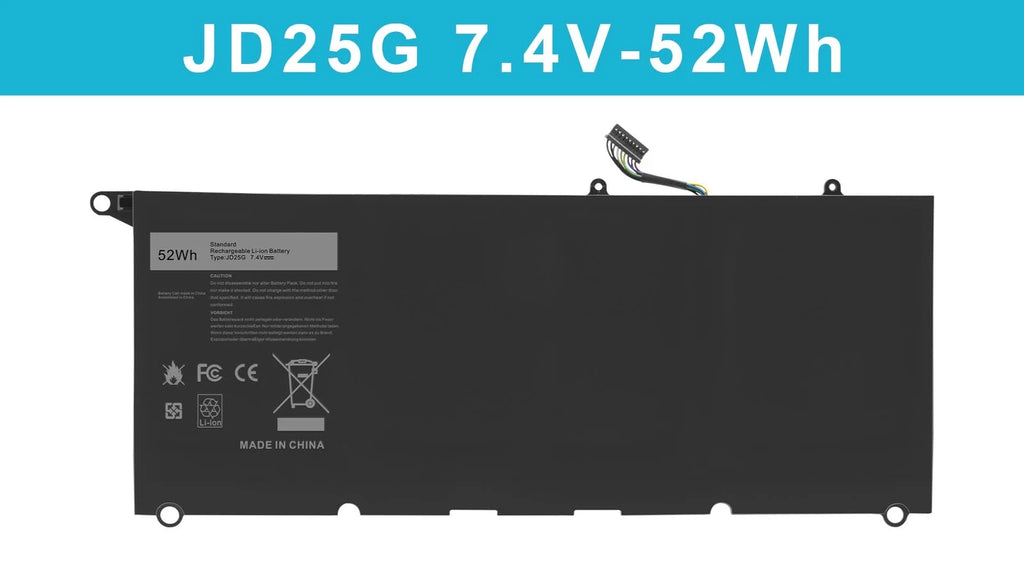 JD25G Battery For Dell XPS 13 (9343) (9350) 90V7W JHXPY 5K9CP 52WH 7.4V+ Tool
