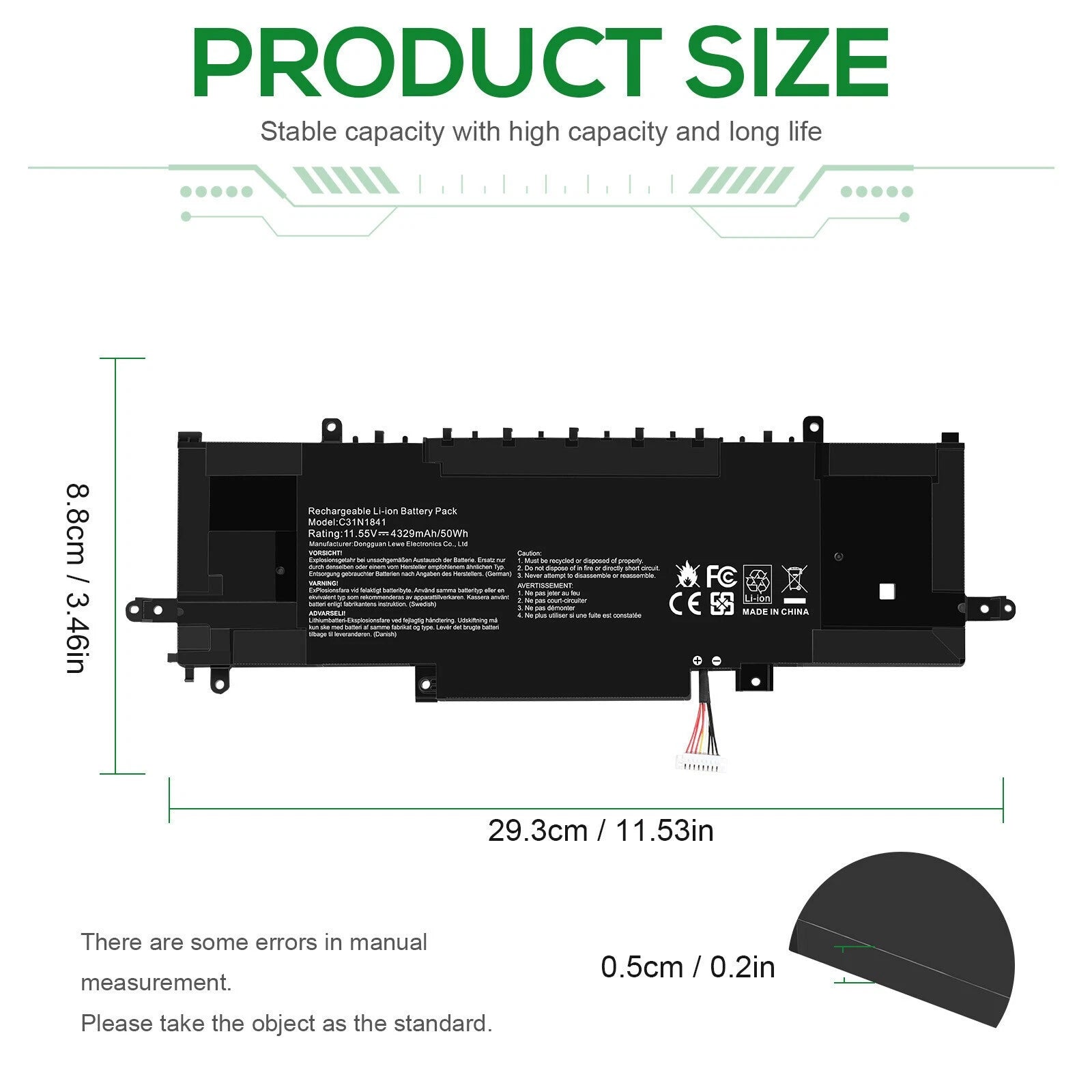 50WH C31N1841 Battery For Asus ZenBook Q427 Q427F Q427FL UX334 UX434 UM433 UM434