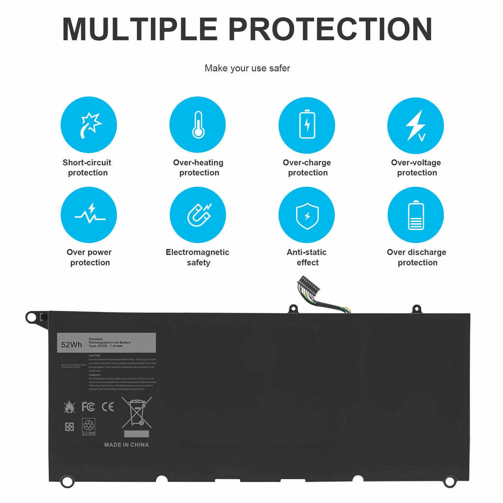 90V7W Battery For Dell XPS 13 9350 XPS 13 9343 Series JD25G JHXPY 5K9CP