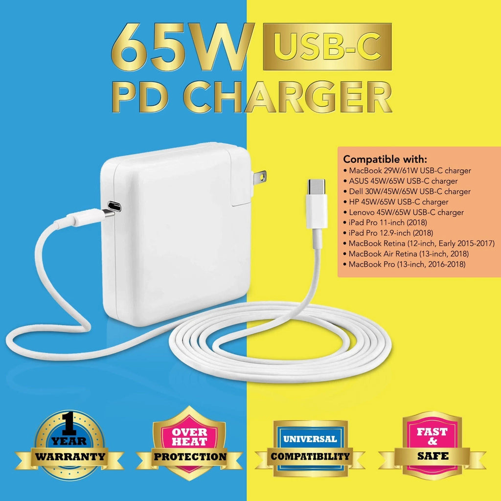 65W 61W A1706 A1708 A1707 A1534 USB C Charger Adapter for MacBook Pro 13" 12"