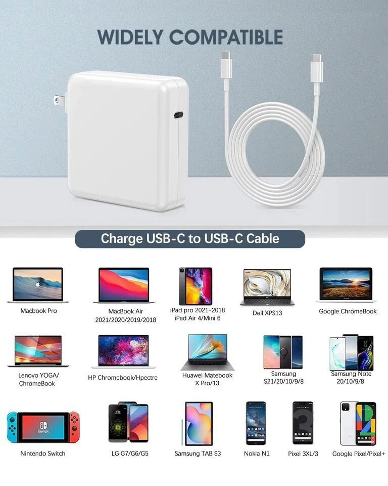 USB-C Type-C AC Adapter Charger Power Cord Supply For Apple Dell Lenovo 96W-45W
