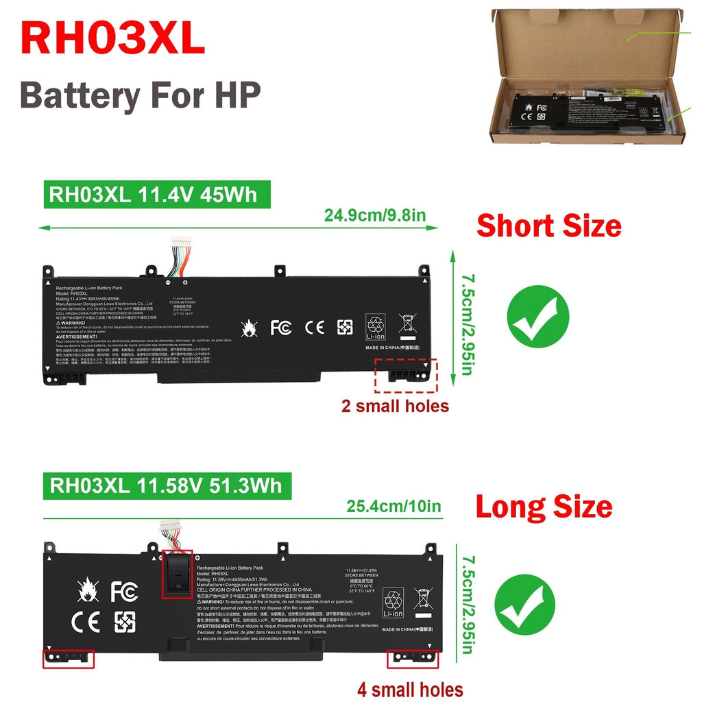 RH03 RH03XL Battery For HP ProBook 440 445 450 630 640 650 G8 G9 G10 51.3WH/45WH